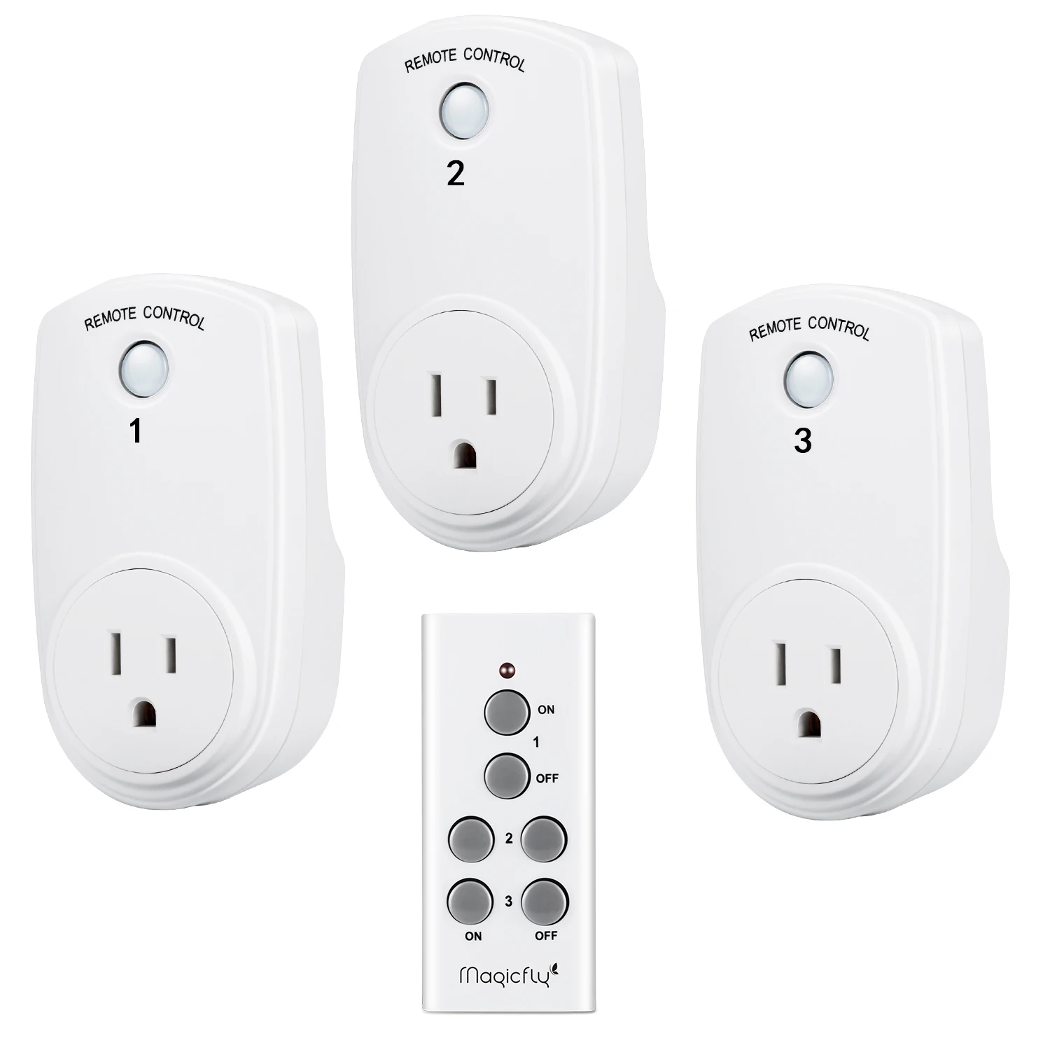 

Magicfly 3PCS Remote Wireless Wall Socket Wall Mounted Outlet for Smart Home Safety Power Charging Charger US Plug