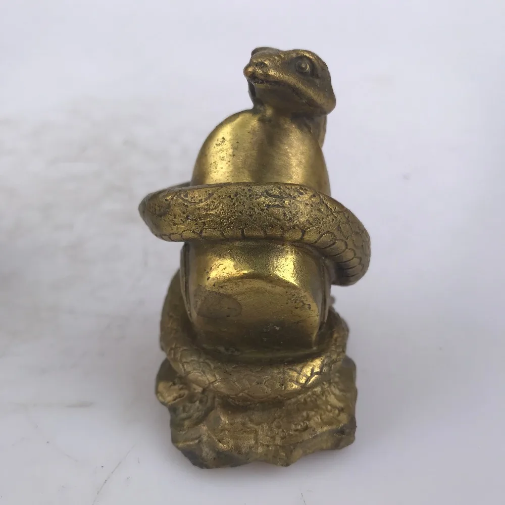 

Antique handicrafts exquisite pure copper Ingots snake statue