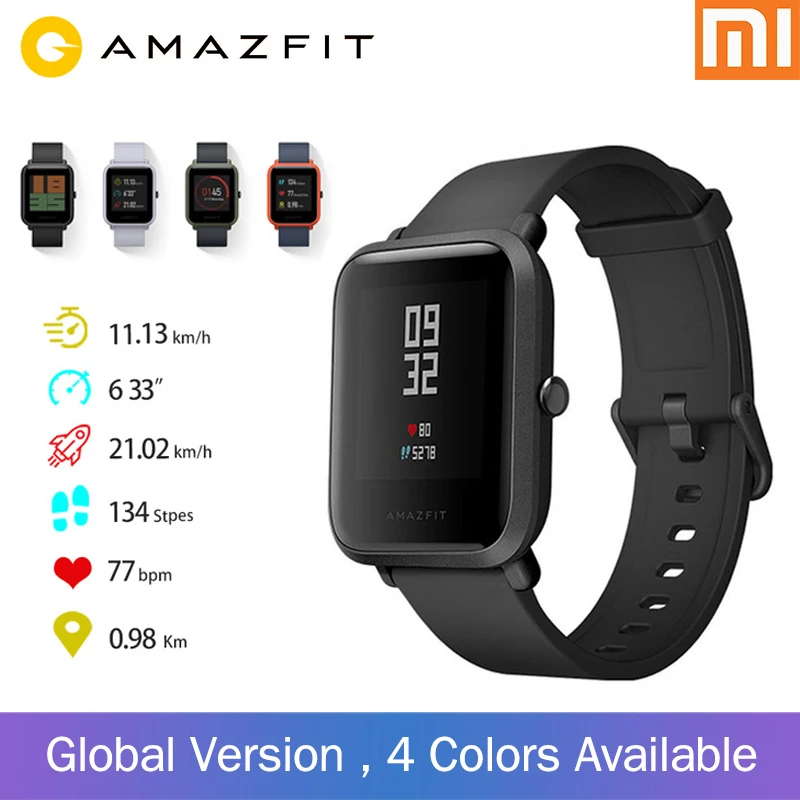 

Xiaomi Huami Amazfit Bip Global Version Smart Watch GPS Gloness Color Screen Smart-watch 45 Days Standby for Phone MI8 IOS