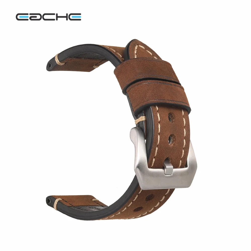 Hand Made Genuine Leather Watch Band Strap For P Watch 20mm 22mm 24 Mm With Black