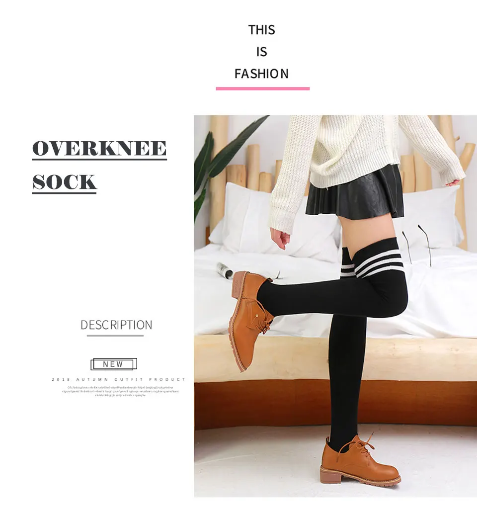 Warm Long Stocking Fashion Striped Knee Socks Girls Student School Sock Cotton Thigh high Over Knee High socks Female Ladies (3)