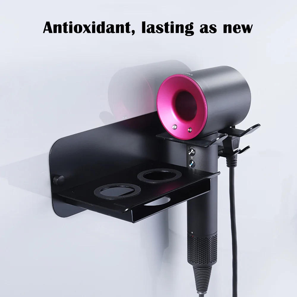 

Punching/Punch-free Two Modes Hair Dryer Rack Bathroom Toilet Storage Wall-mounted Hair Dryer Tube Shelf Set (Type C)
