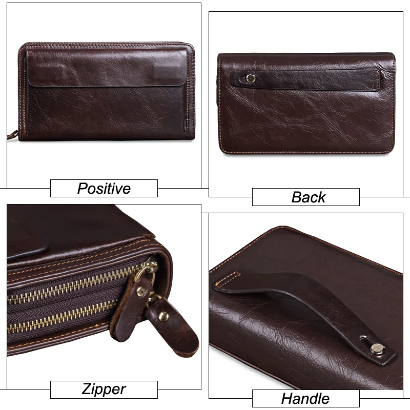MISFITS Cowhide Men Clutch Wallets Genuine Leather Long Purses Business Large Capacity Wallet Double Zipper Phone Bag For Male MISFITS Cowhide Men Clutch Wallets Genuine Leather Long Purses Business Large Capacity Wallet Double Zipper Phone Bag For Male