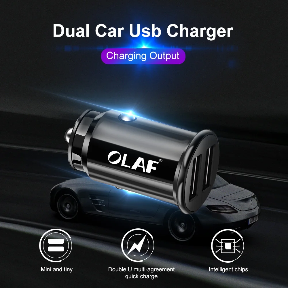 OLAF 5V 3.4A светодиодный двойной USB Автомобильное зарядное устройство для Xiaomi/iphone X/samsung s9/huawei/Автомобильное зарядное устройство быстрое автомобильное зарядное устройство для телефона s gps автомобильное зарядное устройство