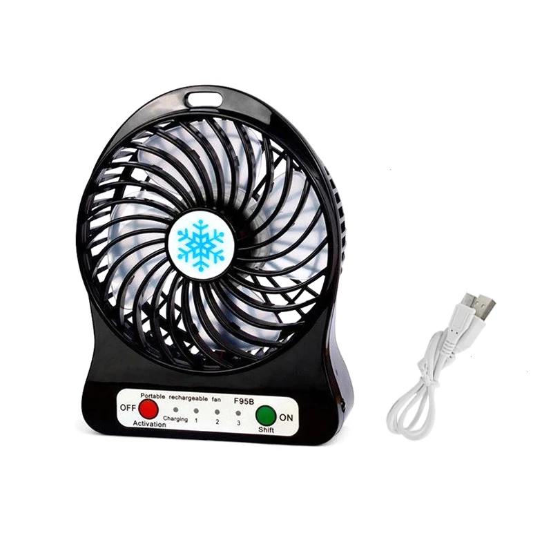 

(without battery) 15x11.5x5cm Mini Alarm clock small fan Portable USB rechargeable Handheld outdoor
