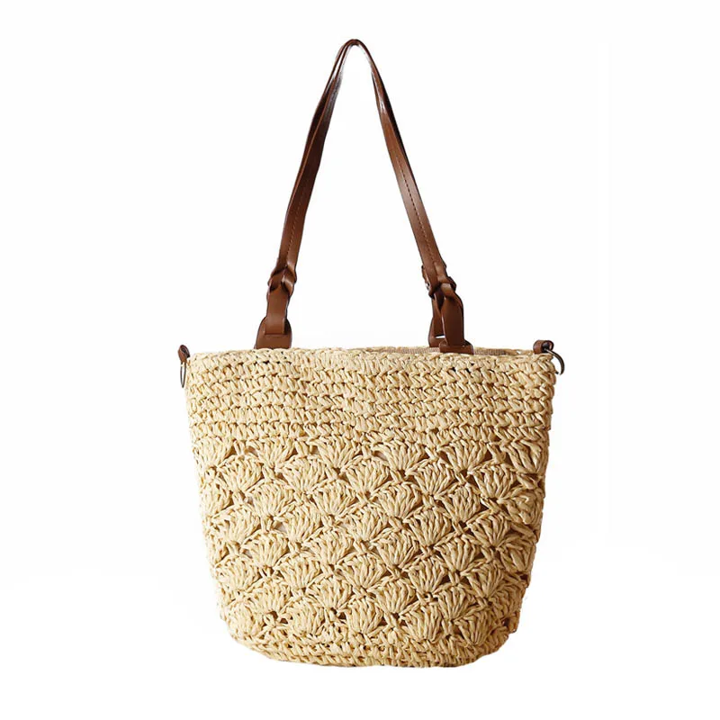 

Women Beach Straw Bag Bohemian Female Handbag Holiday Casual Lady Shoulder Bags Large Handmade Knit Crossbody Bolsa SS3173