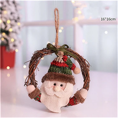 Eva2king Рождественский венок с Санта Клаусом Снеговики плюшевые игрушки настенные мягкие кукольные подвески для рождественских елок украшения дома - Цвет: Santa Claus
