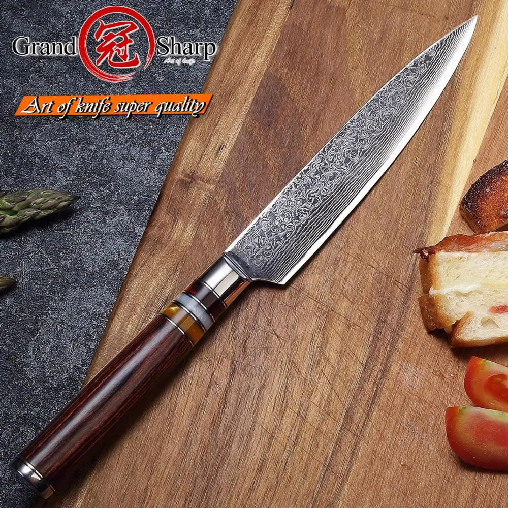 Damascus Knife Set 2 Pcs Chef Kitchen Knives Japanese Damascus vg10 Stainless Steel Chef Utility Ki - 32853691351