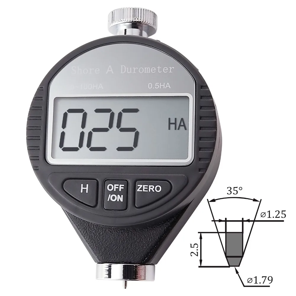 

Handheld Shore A Hardness Meter Tester Portable Digital LCD Display Durometer 0~100HA Dial Scale Rubber Tire Zero Setting
