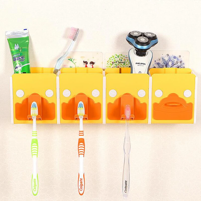 Removable hanging creative combination toothbrush holder Free 2 hooks