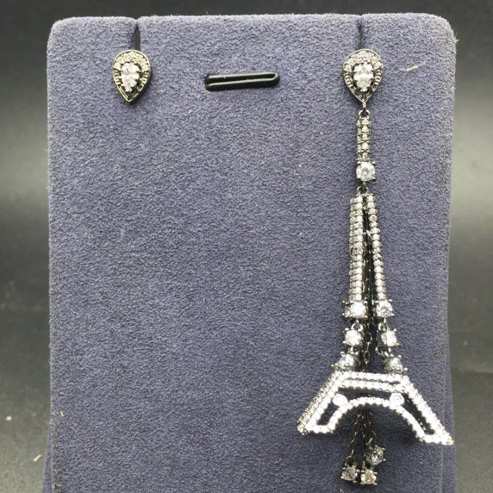 Luxury AAA Cubic Zirconia Stone Eiffel Towel AB Design Drop Earrings For Women Party Accessories