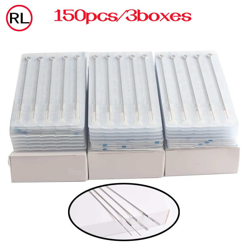 

All size RL Tattoo Needles 150pcs Disposable Sterile Needle Round And Liner Microblading Needles For Tatoo Gun Rotary Machine
