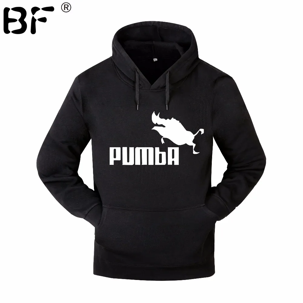 2018 New Fashion  Pumba Hoodies Men Black Hooded Sweatshirt with Hoodies Mens Hoodies and Sweatshirts Clothing