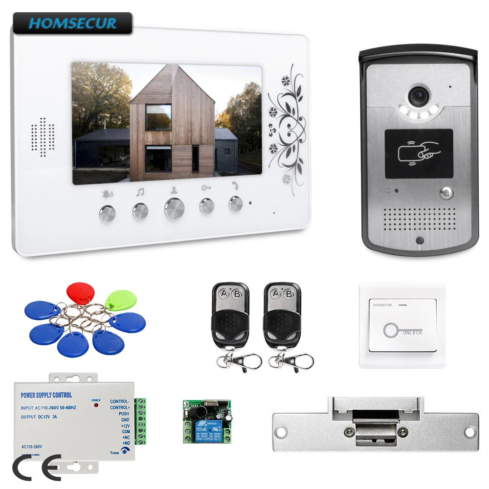 

HOMSECUR 7" Wired Color Video Door Phone Intercom System with IR Night Vision+Power Supply Module+Exit Button XM709+XC001
