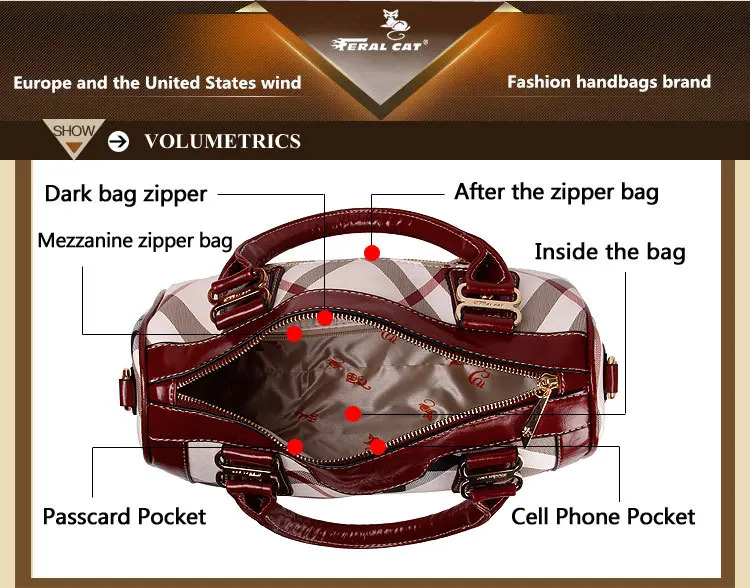 FERAL CAT 2017 Women Luxury Elegant Fashion Handbag Shoulder Bags Ladies Leather Handbags Female Messenger Bag86