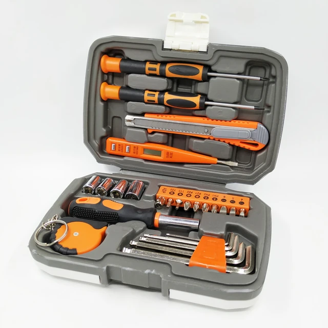 Tool Set Household Hand Tool Kit With Plastic Toolbox Storage Case