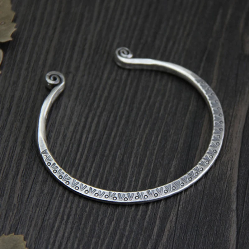 

Fyla Mode S999 Sterling Silver Bracelets Monkey Straitjacket Hand Carved Bangles Opening Adjustable Design Fine Jewelry 4mm