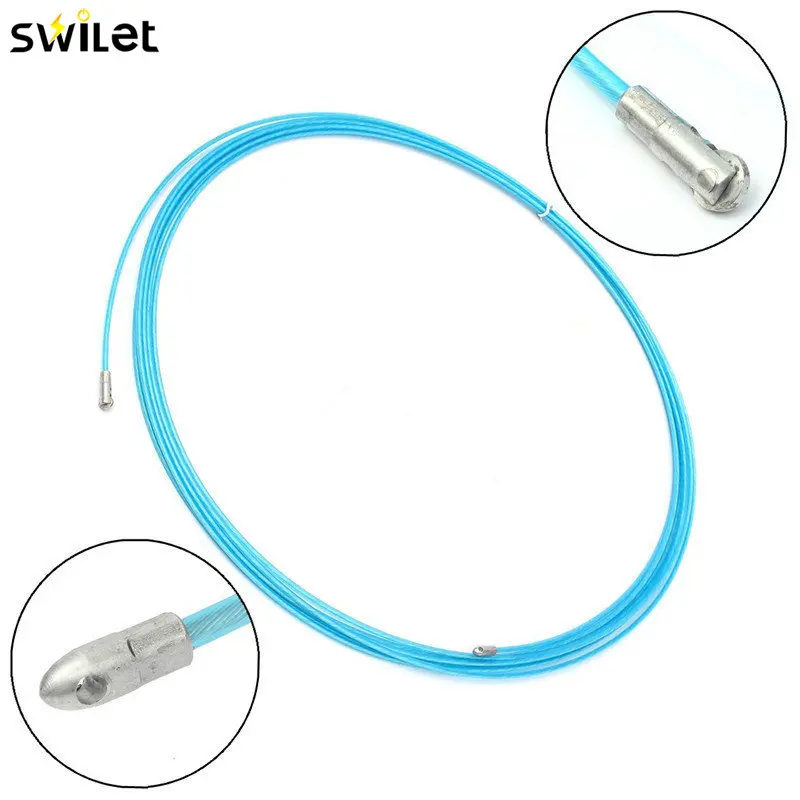 

SWILET 1PC 10M Blue Durable Nylon Steel Electrician Fish Tape Conduit Ducting Cable Puller With Wheel Electrical Wires