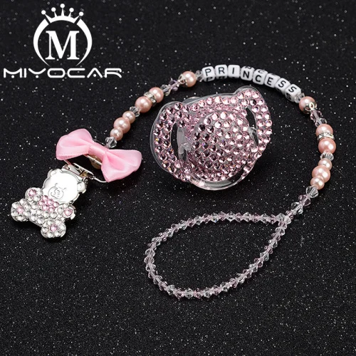 MIYOCAR-맞춤형 맞춤형 더미 클립 젖꼭지 홀더 젖꼭지 세트, 공주 스타일 블링 블링 세트 독특한 선물 SP001 3