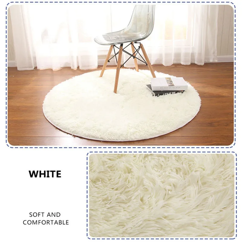 Белый пушистый круглый ковер ковры для гостиной килим искусственный мех ковер детская комната длинные плюшевые Коврики для спальни мохнатый ковер