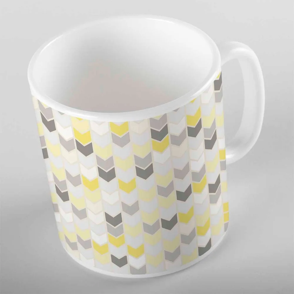 

Else Yellow Gray White Triangles Geometrics 3d Print Gift Ceramic Drinking Water Tea Bear Coffee Cup Mug Kitchen