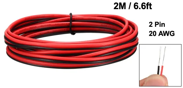 UXCELL красные, черные провода 2pin удлинитель кабеля 20/22/24/26 AWG 2/4/5/10 M параллельный провод Оловянная медь для Светодиодные ленты света