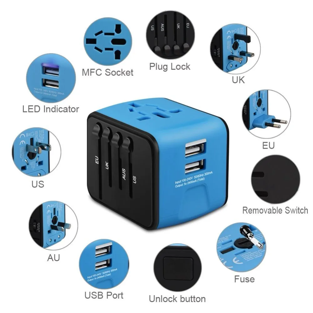 Carregador de Energia Adaptador de Viagem para Eua Unido e ue Conversor de Adaptador de Energia ac para Parede Yijee Universal Internacional Reino - Image 3