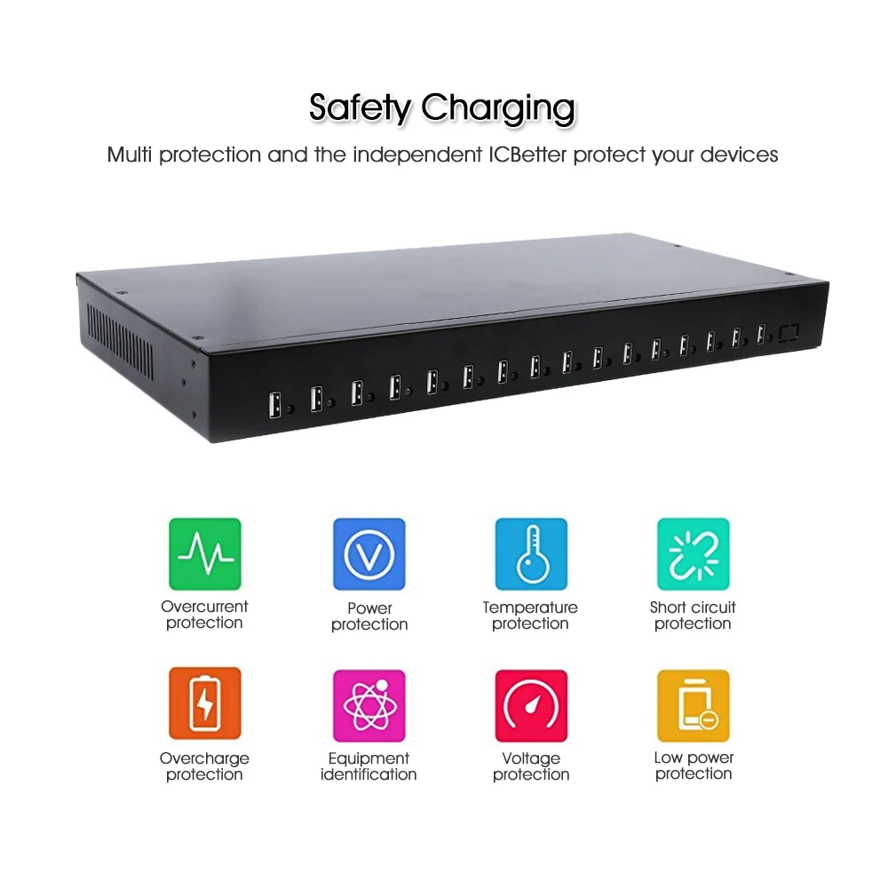 Sipolar промышленная 16 портов USB зарядная станция несколько портов USB зарядное устройство для 1U 1" зарядная коробка с адаптером питания Переключатель ВКЛ/ВЫКЛ