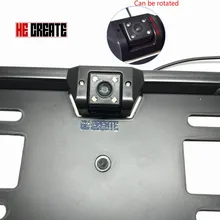 ELE CRIAR Europeia Moldura Da Placa de Licença Do Carro Câmera de Visão Traseira 4 DIODO EMISSOR de Luz IR Night Vision Veículo Retrovisor Camera Reversa câmera