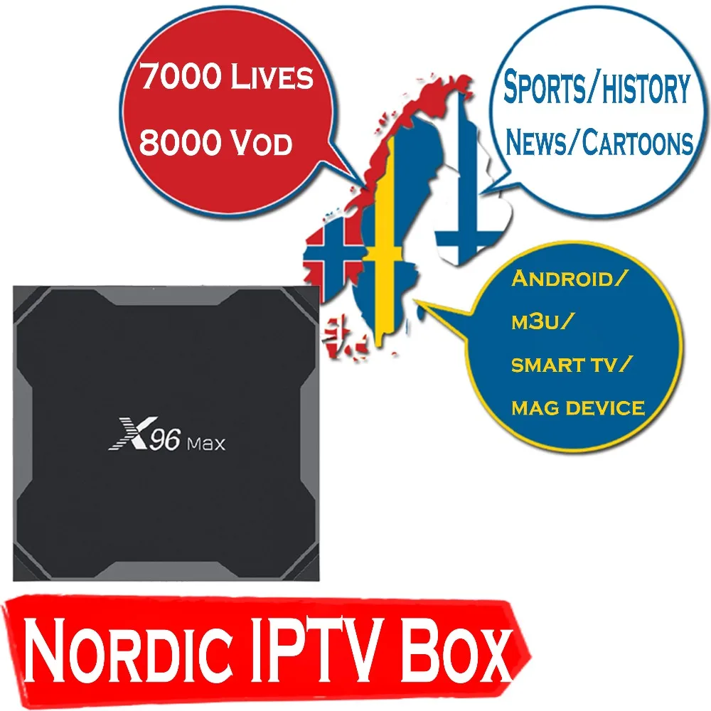 

HD World iptv X96 MAX Android 8.1 TV Box with 1 year 9000 Lives 9000 VOD Norway Ireland Switzerland Dutch Europe Smart iptv box