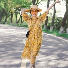 Цветной шифоновый Платье женское платье