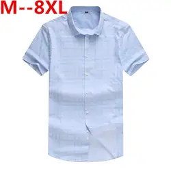 10XL 8XL Шорты рукавом клетчатые повседневные мужские camisa джинсы camisetas гавайская рубашка