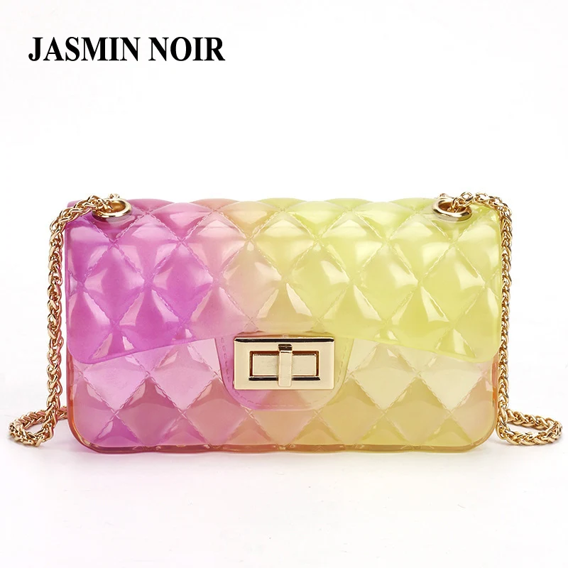 

Fashion Jelly Summer Women Messenger Bags Female Patchwork Translucence Bag Designer Cute Crossbody Bag Chain Small Shoulder Bag