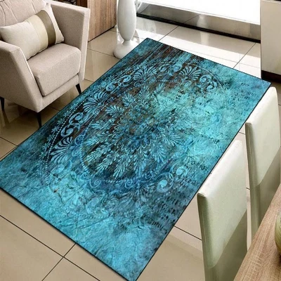 Best Else Green Turkish Ottoman Vintage Design 3d Print Non Slip Microfiber Living Room Decorative Modern Washable Area Rug Mat