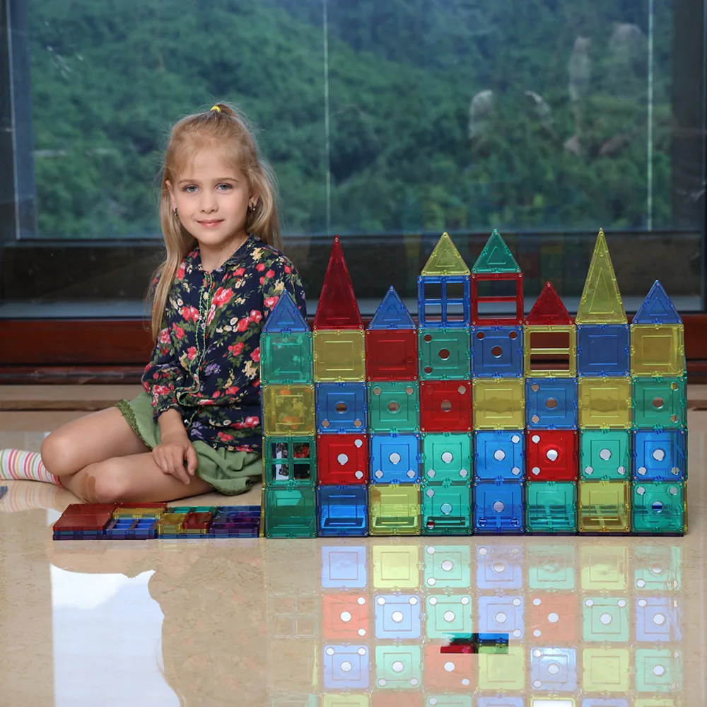 3D Магнитный конструктор, магнитные строительные блоки, прозрачные цветные строительные блоки, развивающие игрушки для детей, подарки