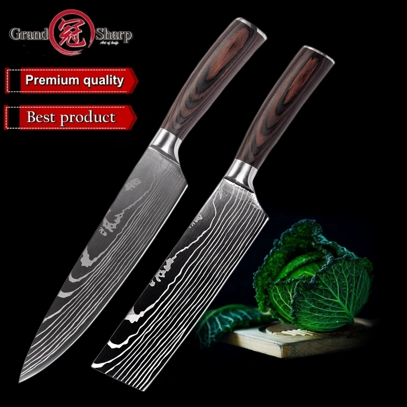 Japanese Chef Knives Professional Set High Carbon Stainless Steel Damascus Laser Japanese Chef Knives Professional Set High Carbon Stainless Steel Damascus Laser