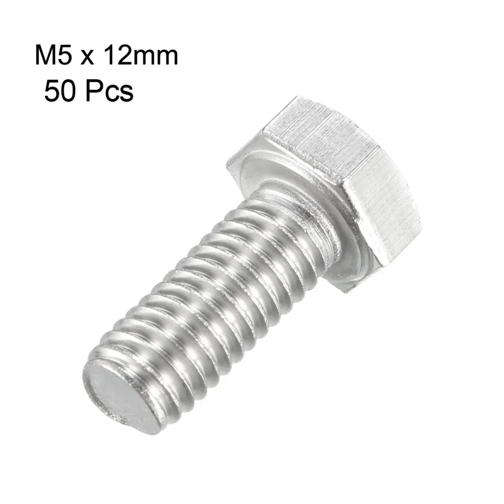 

UXCELL M5 50Pcs Bolts Thread 12/16mm 304 Stainless Steel Hex Head Screws Bolt Fastener For Ship Assembly Machinery Industry