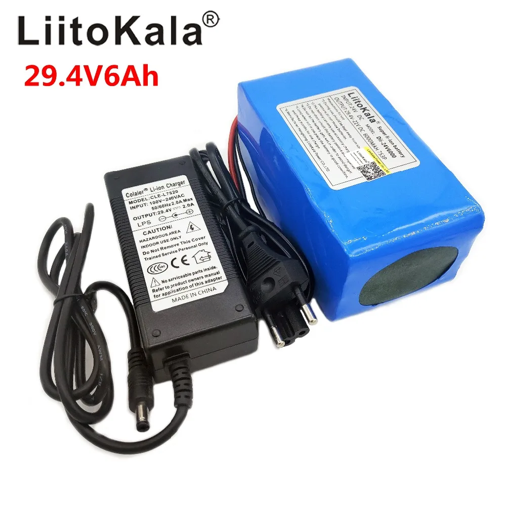 LiitoKala 24V 6Ah 7S3P 18650 литий-ионный аккумулятор 29,4 V 6000mAh для электрического велосипеда