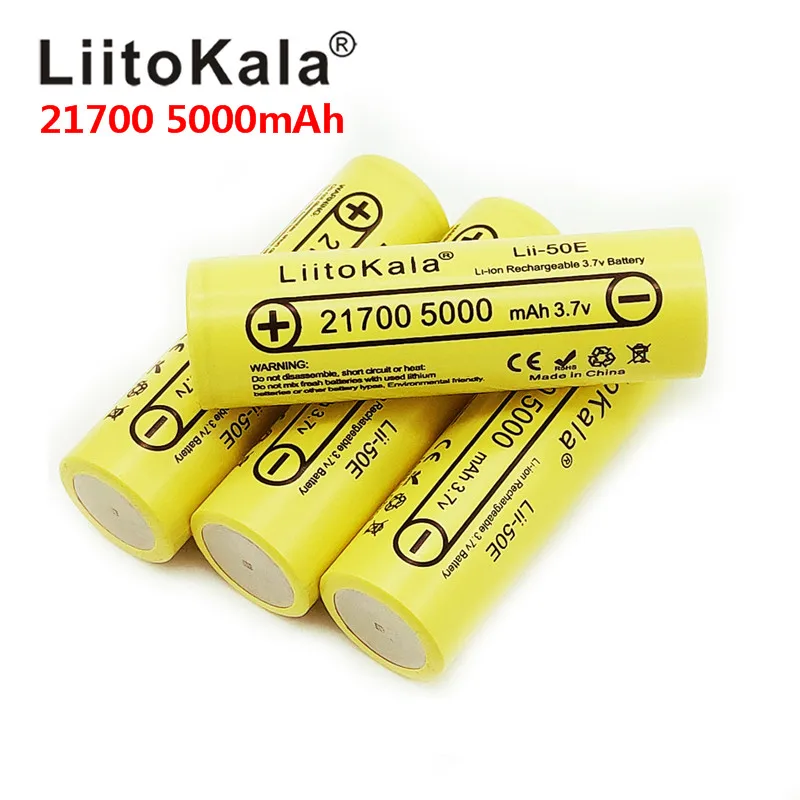 LiitoKala Lii-50E 21700 Li-50E Ni 3,7 V 5000 mAh батарея для электронной сигареты мод/комплект питания 3,7 V 15A 5C скачать mou