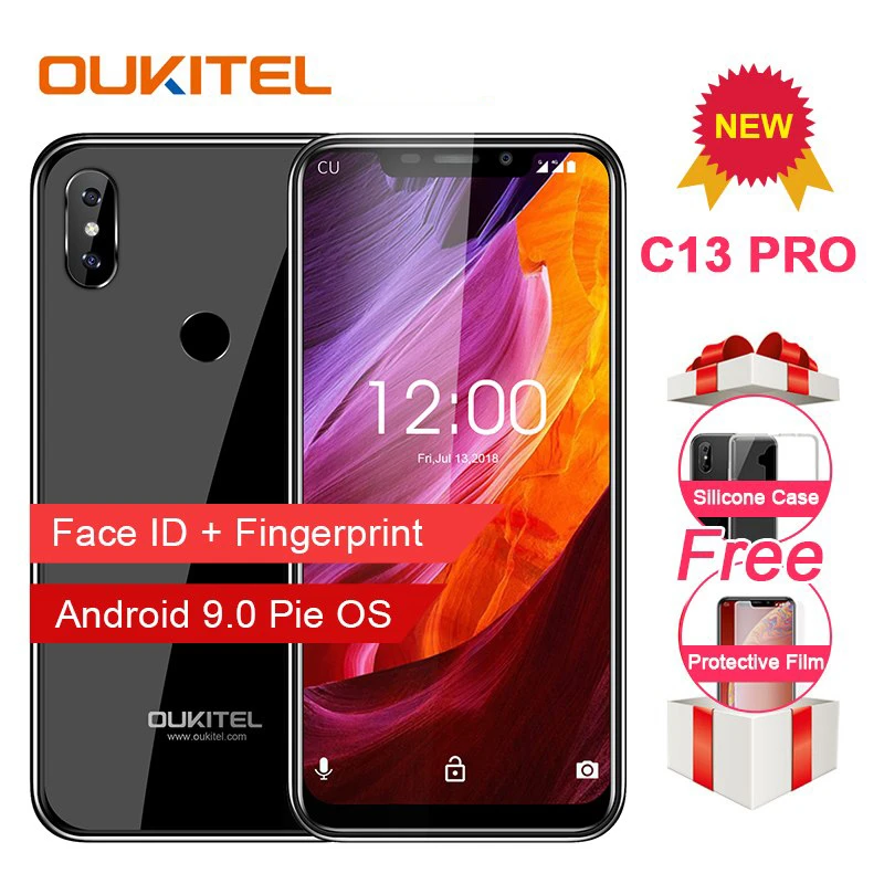 Мобильный телефон OUKITEL C13 Pro 5G/2,4G wifi 6,18 "19:9 2GB 16GB Android 9,0 MT6739 Четырехъядерный 4G LTE смартфон распознавание лица отпечатков пальцев