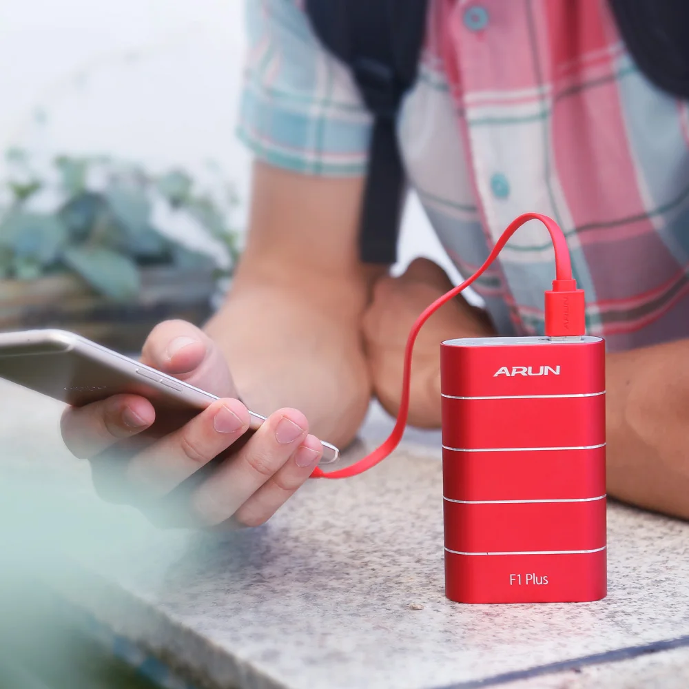 ARUN 10000 mAh power Bank QC3.0 интеллектуальная Внешняя батарея type c 2 USB Портативное мобильное