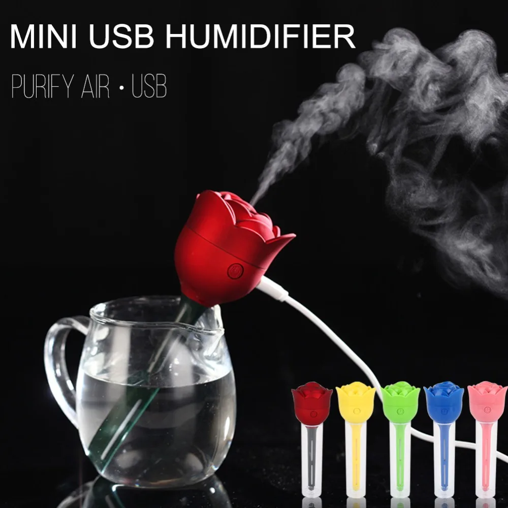 

Universal Air Humidifier USB Rose Flower Air Purifier Aromatherapy Mini Aroma Diffuser Mist Maker for Car Automobile Home Office