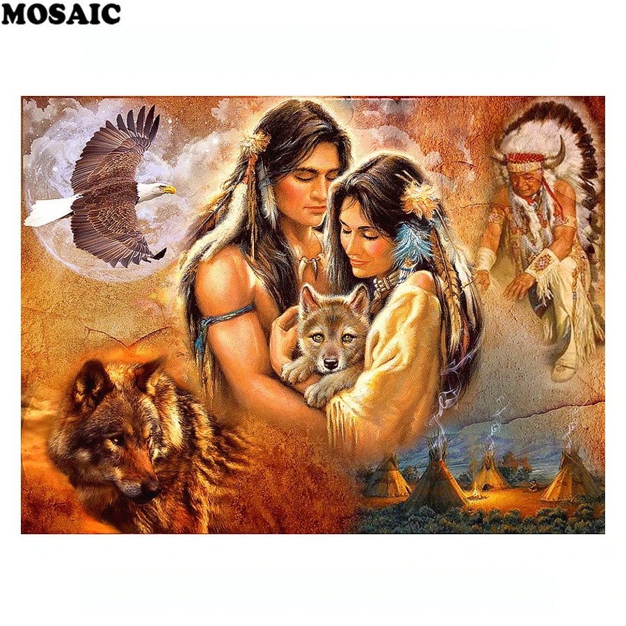 

Diy Diamond Painting Cross Stitch Square Diamond Embroidery Indian couple 5D Diamond Mosaic Crafts Home Decor