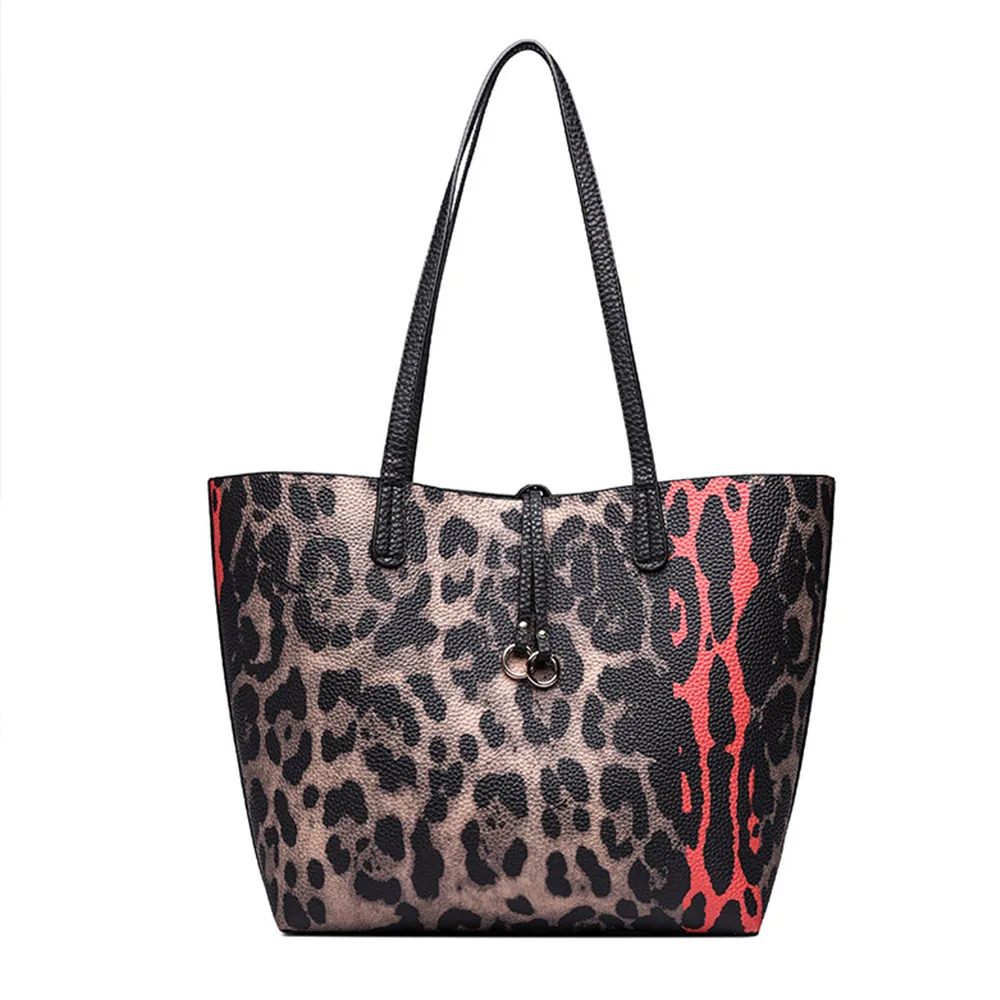 

CUWHF New product Leopard large shoulder bag Female Luxury Handbags Women Bags Designer Women Quality Leather Hand Bag