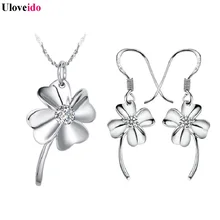 Uloveido свадебные аксессуары ожерелье невесты наборы серебряных ювелирных изделий фиолетовый цветы свадебные украшения наборы для женщин кристалл подарки t014