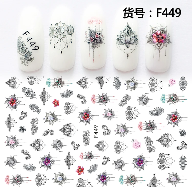 Nail Art sticker s Flowers 1 лист Lavander Nail wrap sticker ультратонкие наклейки для ногтей-12 наклеек s