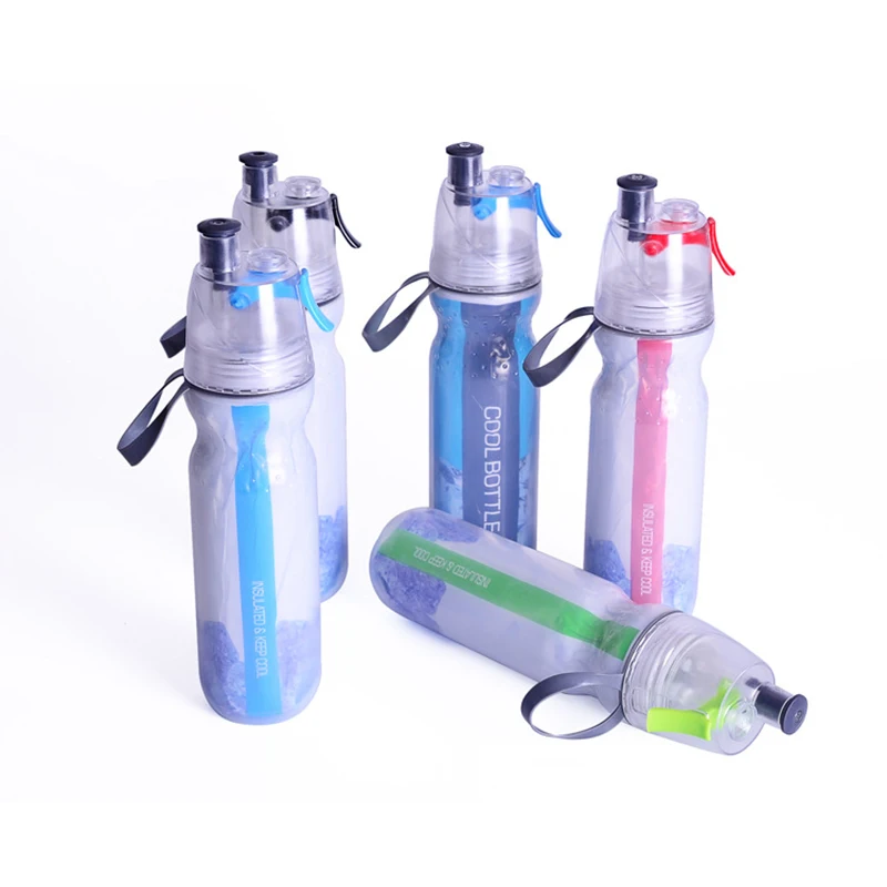 

2 In 1 Double-layer Outdoor Sport Spray Water Bottles Portable Travel Hiking Cycling Cool Bottle Creative Fitness Water Bottles