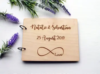 

Unique Rustic Engrave Wedding Guest Book Alternative With Infinity Symbol,Forever Love Wood Personalized Wedding Guestbook Idea