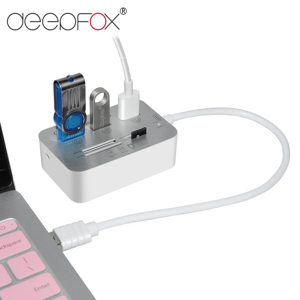 Разветвитель DeepFox USB 3 0 на порта Тип C хаб устройство для чтения SD/TF карт 5 Гбит/с