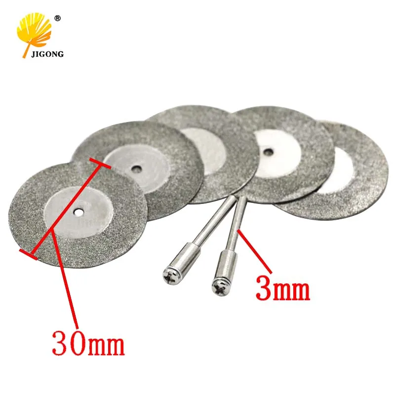 10pcs 30mm Diamond Grinding Wheel Slice with Two 2pcs 3mm Shank Mandrels for Dremel Rotary Tool